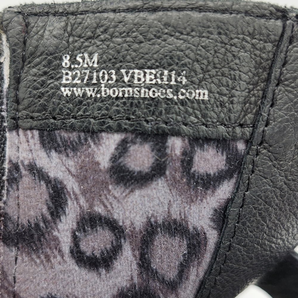 Born Alamid Black Leather Straps & Buckles Calf-High Lug Sole Moto Style Boots - Picture 11 of 12